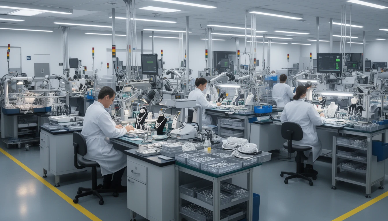 Modern jewelry factory showcasing production efficiency